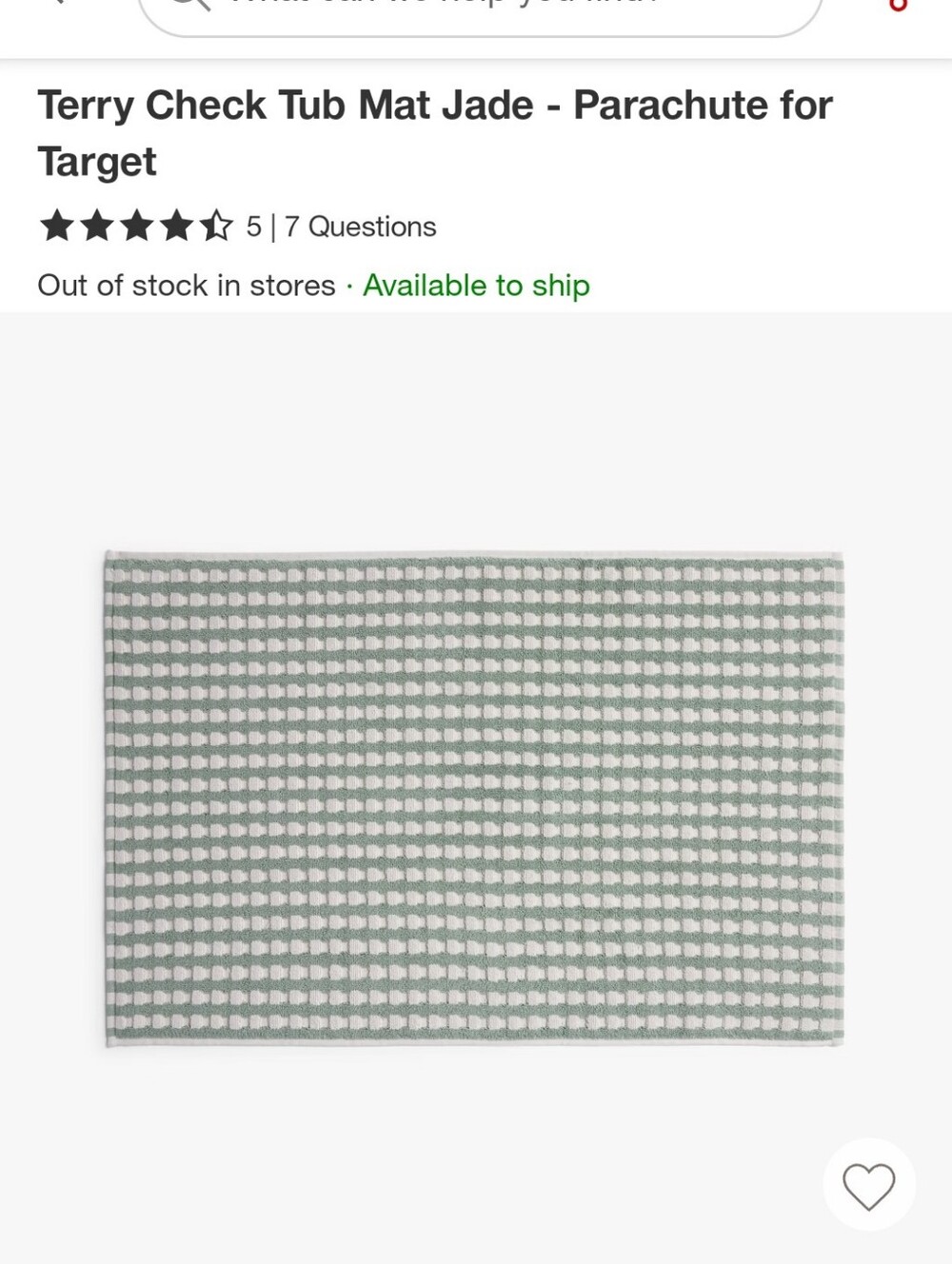Parachute Sage and White Waffle-Check Bath Mat